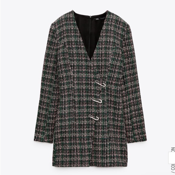 ZARA tweed blazer dress with pins- BNWT - Picture 7 of 8